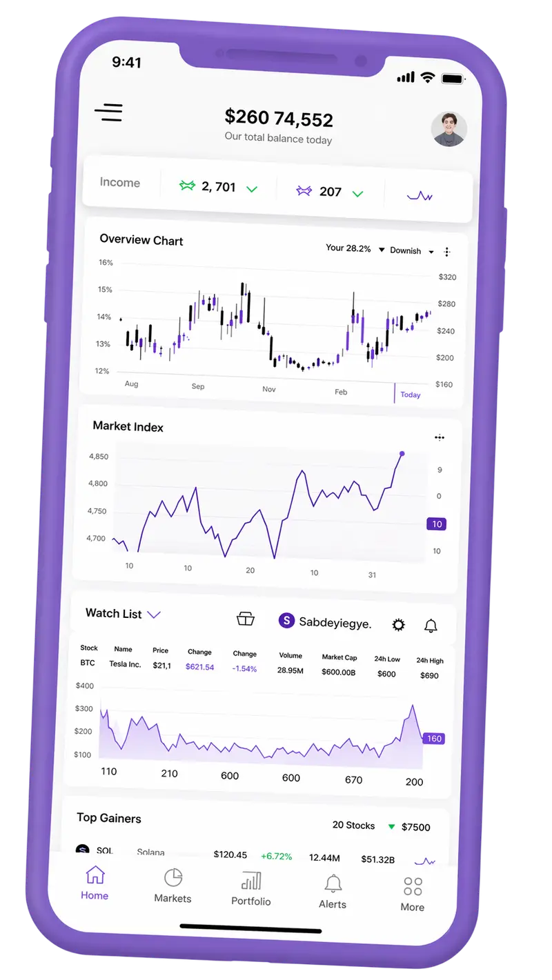 Application mobile pour suivi de portefeuille
